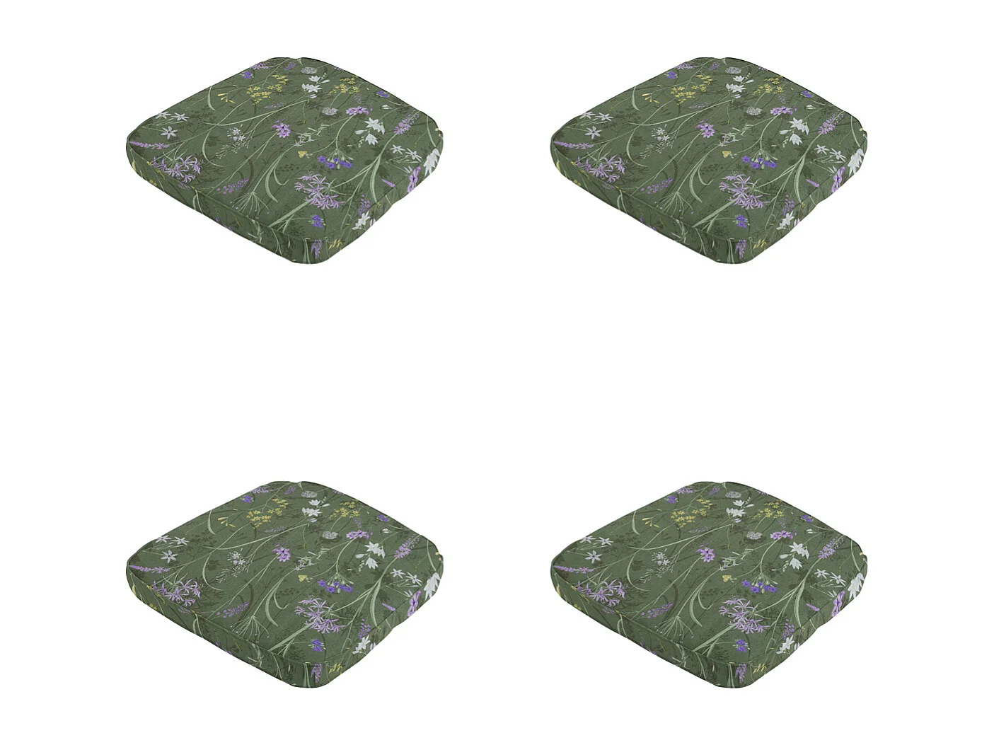 Coussin d'assise Wicker Donna vert toile éco+ - Env. 48 x 48 cm - Lot de 4