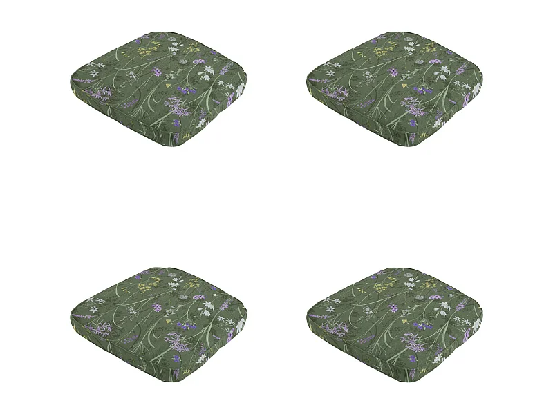 Coussin d'assise Wicker Donna vert toile éco+ - Env. 48 x 48 cm - Lot de 4