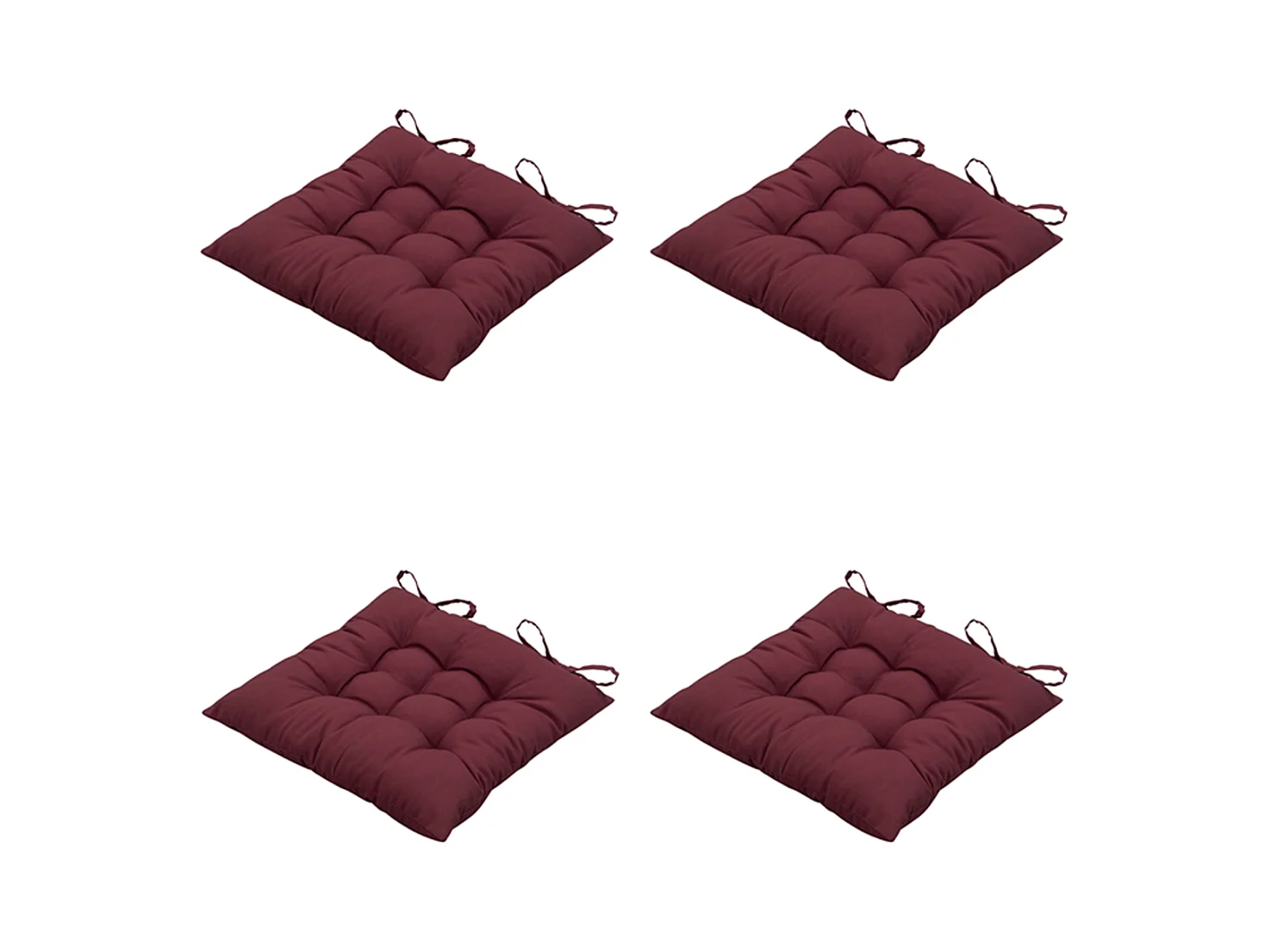 Coussin d'assise Panama bordeaux - Env. 46x46 cm - Lot de 4