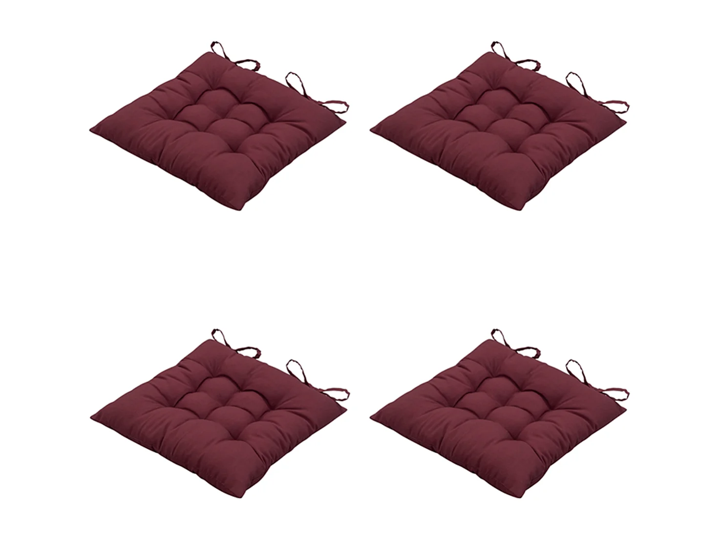 Coussin d'assise Panama bordeaux - Env. 46x46 cm - Lot de 4
