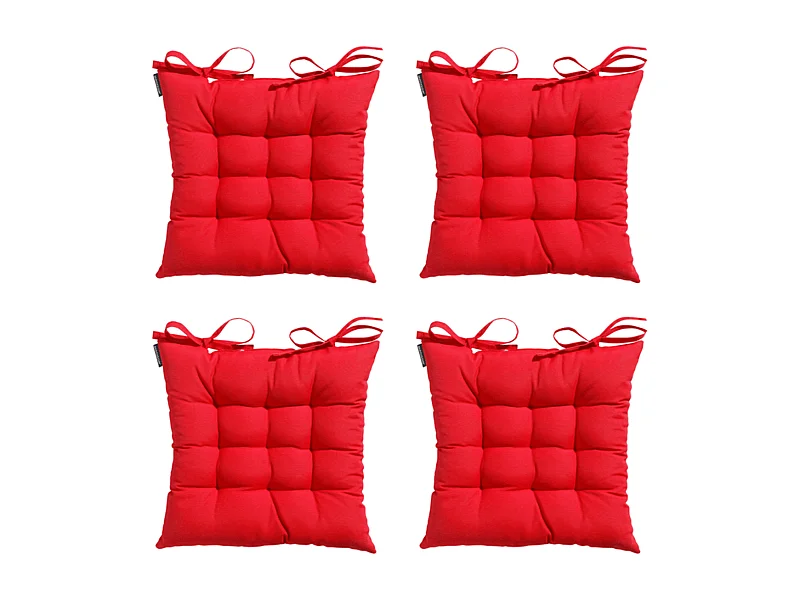 Coussin d'assise Toscane Panama rouge - Env. 46 x 46 cm - Lot de 4