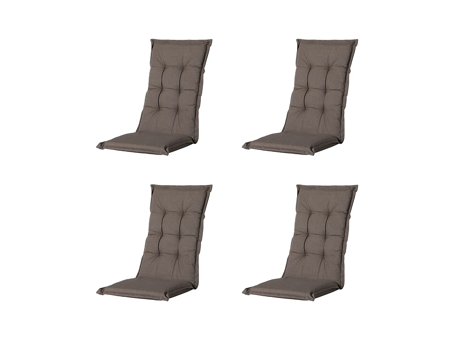 Coussin de chaise de jardin dossier haut Oxford taupe - Environ 123 x 50 cm - Lot de 4