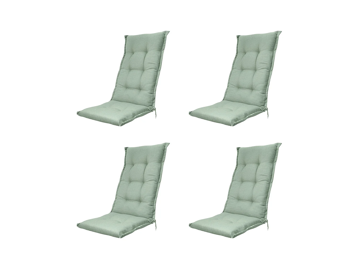 Coussin de chaise de jardin à dossier haut Naples kaki - Environ 123 x 50 cm - Lot de 4