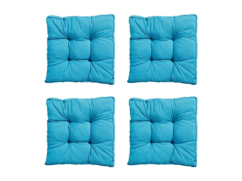 Coussin d'assise Florance Panama aqua - Env. 47x47 cm - Lot de 4