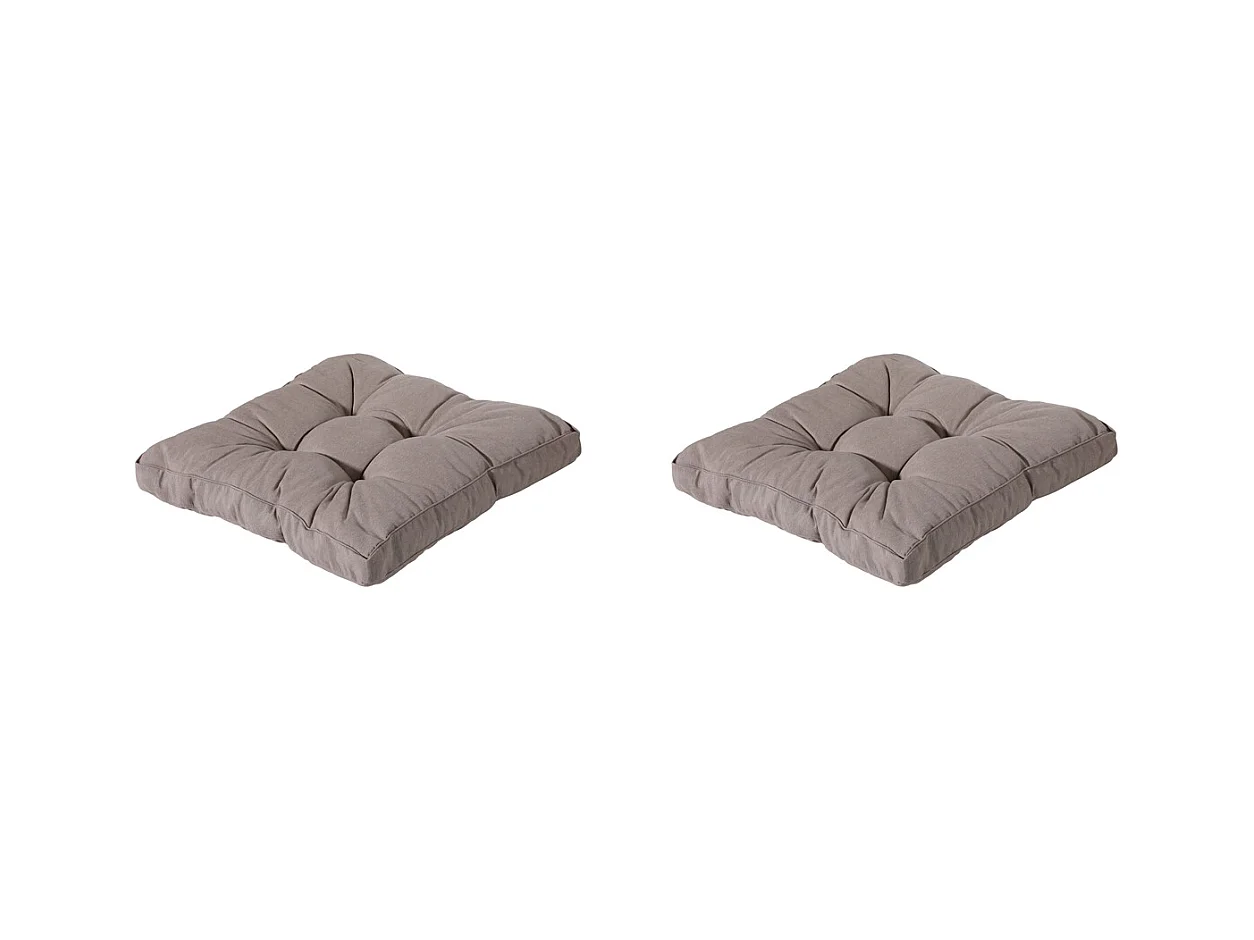 Coussin d'assise Florance Panama taupe - Env. 60x60 cm - Lot de 2