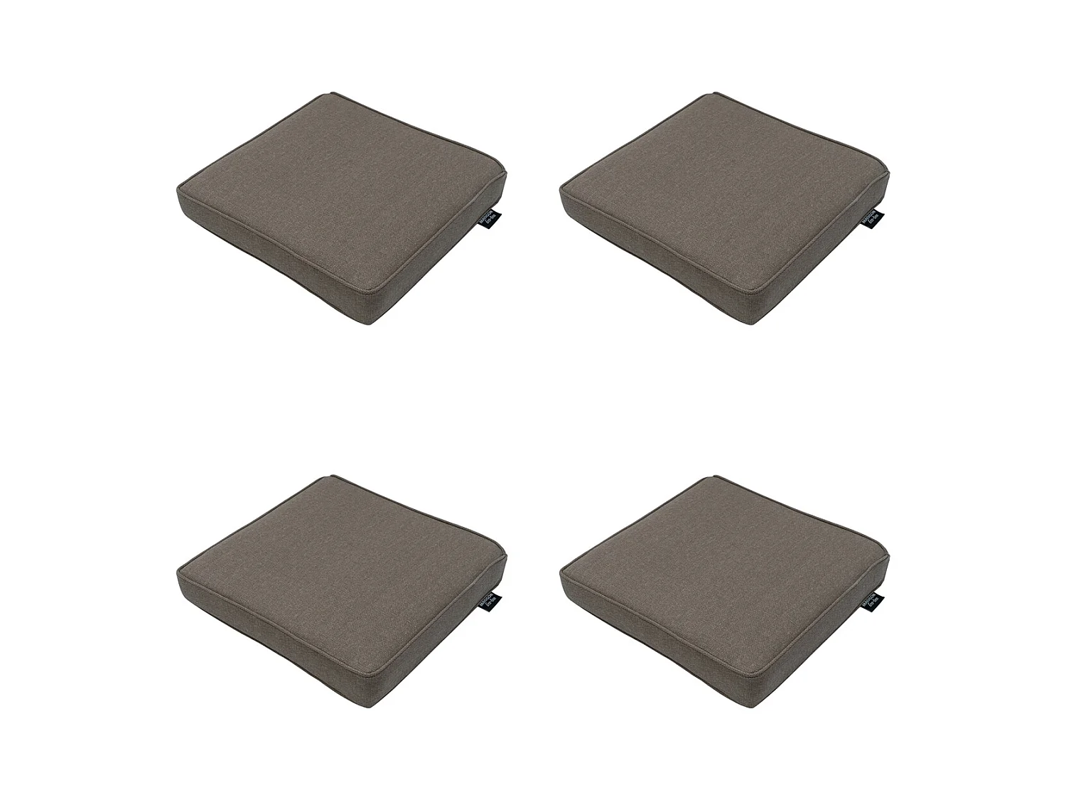 Coussin d'assise en toile taupe éco+ - Environ 40x40 cm - Lot de 4