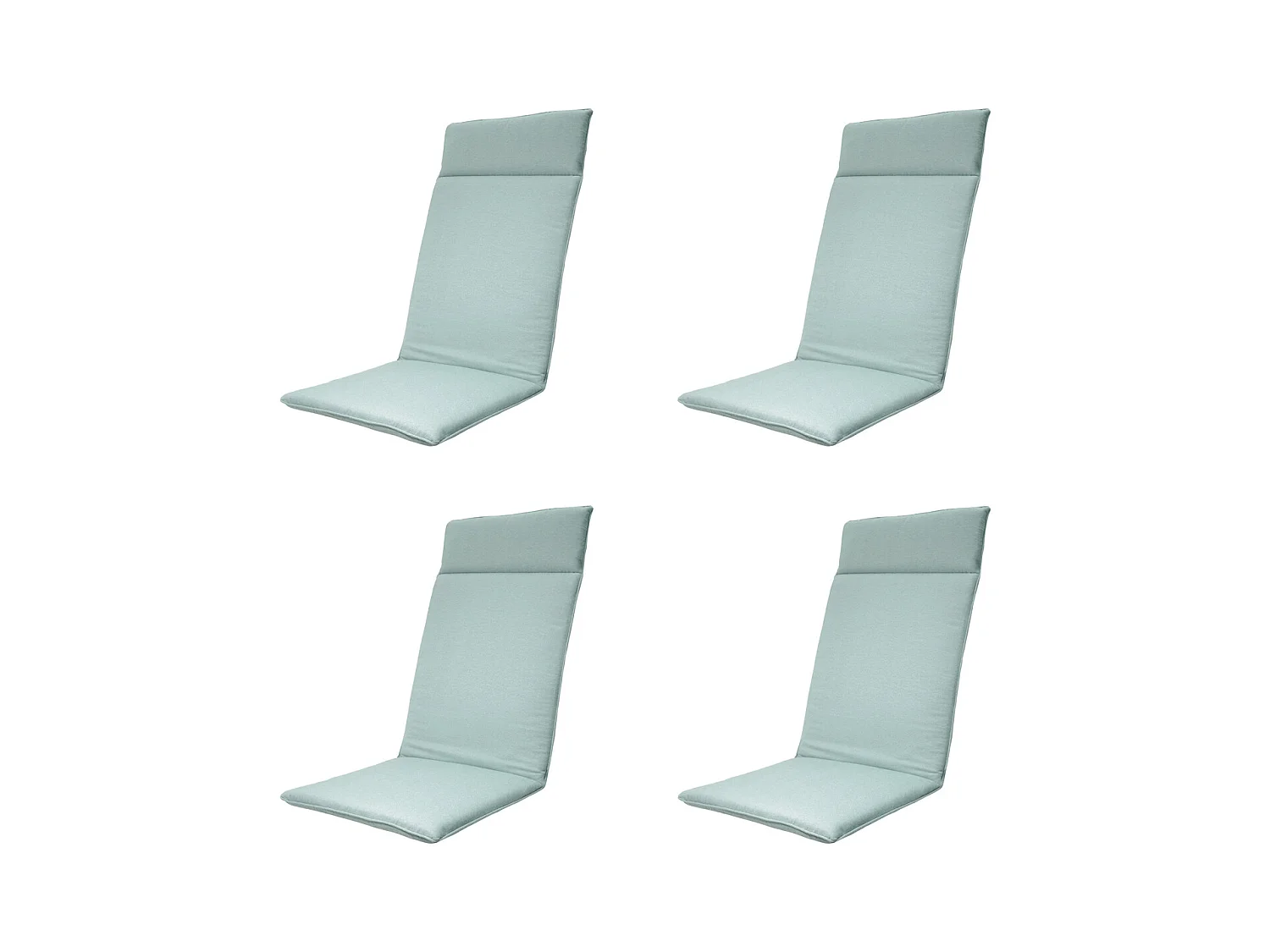 Coussin de chaise de jardin dossier haut Naples bleu azur - Env. 120 x 50 cm - Lot de 4