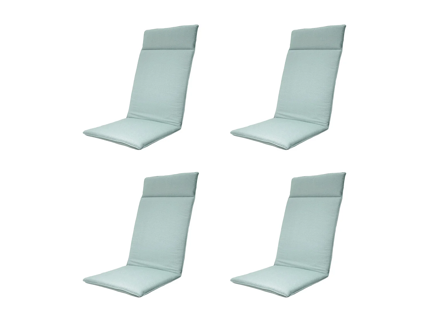 Coussin de chaise de jardin dossier haut Naples bleu azur - Env. 120 x 50 cm - Lot de 4