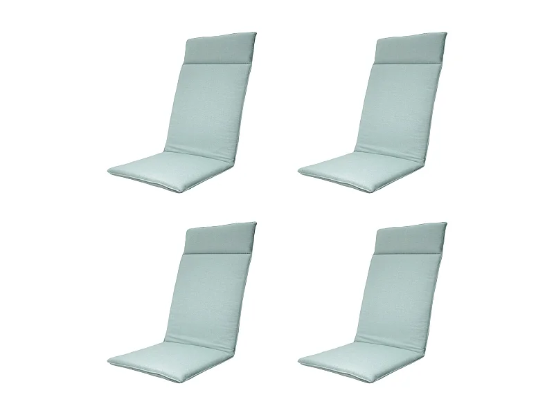 Coussin de chaise de jardin dossier haut Naples bleu azur - Env. 120 x 50 cm - Lot de 4