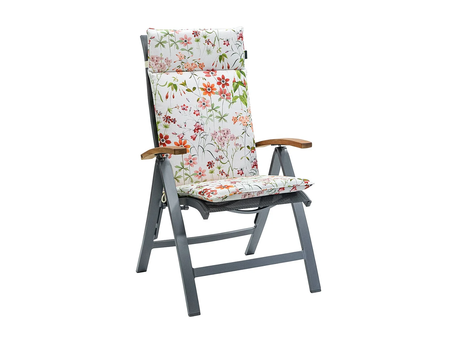 Coussin de chaise de jardin dossier haut Milly naturel - Environ 120 x 50 cm - Lot de 4