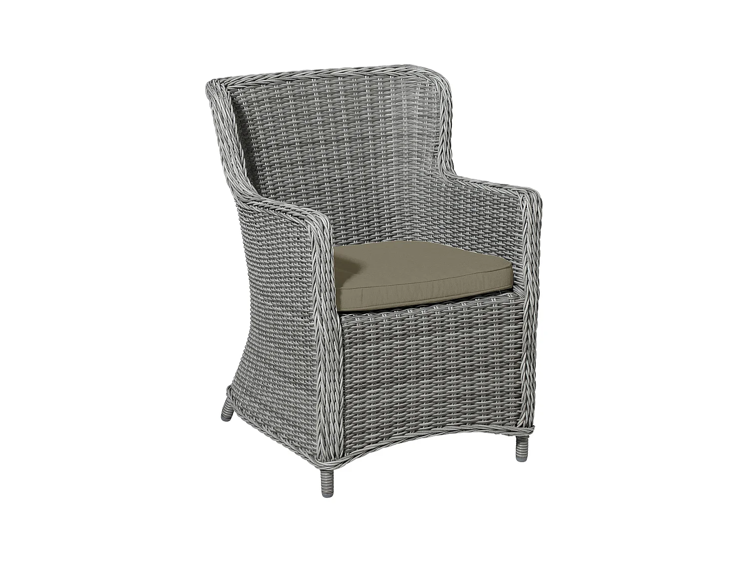 Coussin d'assise en osier taupe toile éco+ - Env. 48x48 cm - Lot de 4