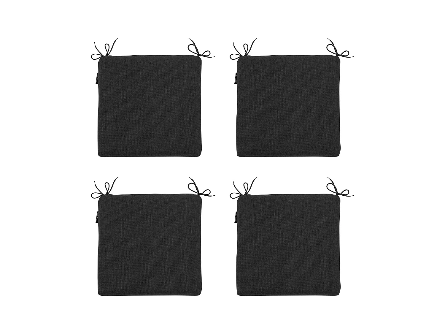 Coussin d'assise en toile noire éco+ - Environ 40 x 40 cm - Lot de 4