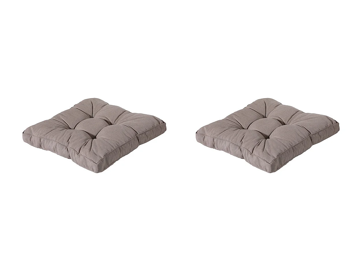 Coussin d'assise Florance Panama taupe - Env. 73x73 cm - Lot de 2
