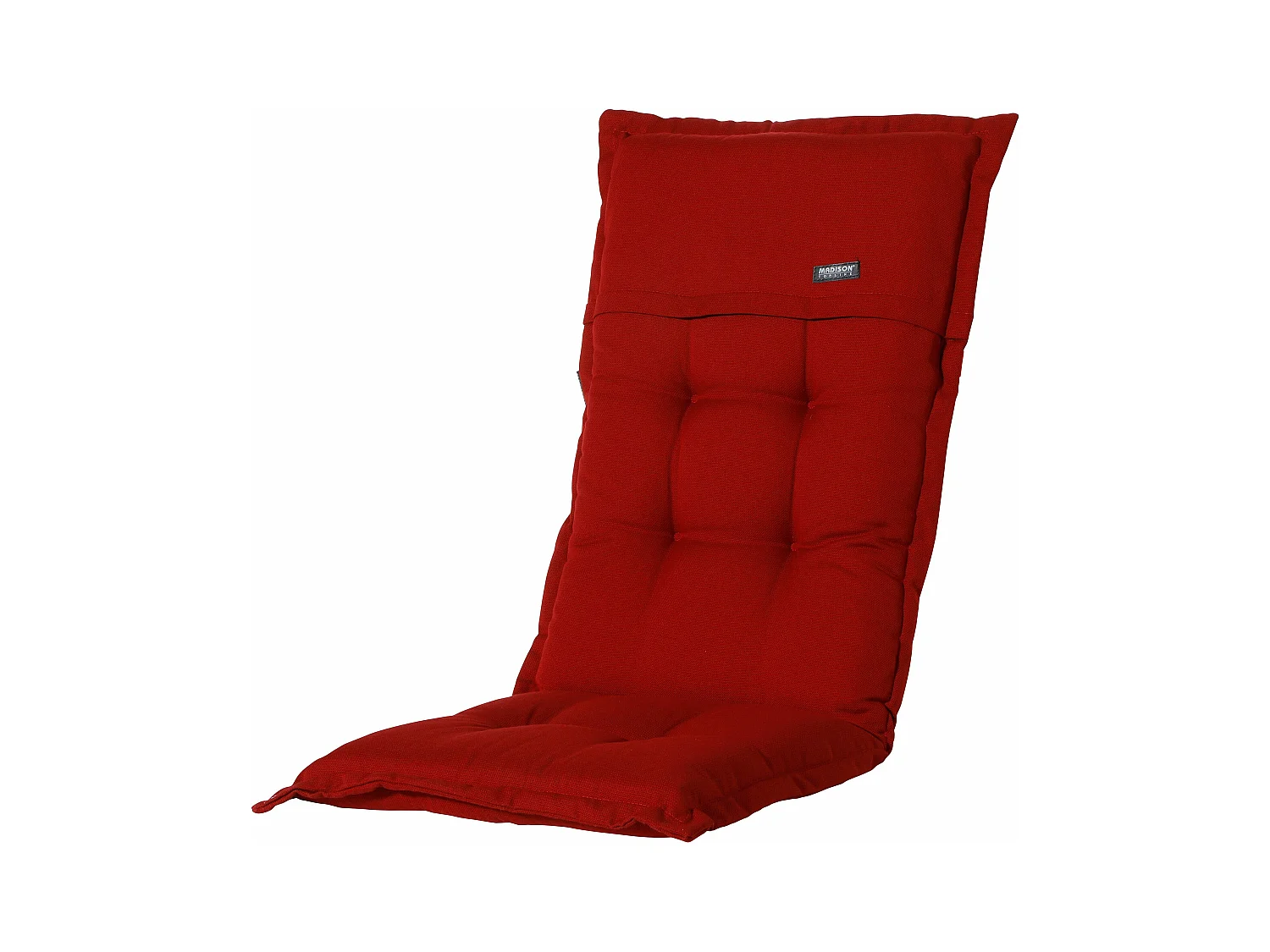 Coussin de chaise de jardin à dossier haut côtelé rouge - Environ 123 x 50 cm - Lot de 4