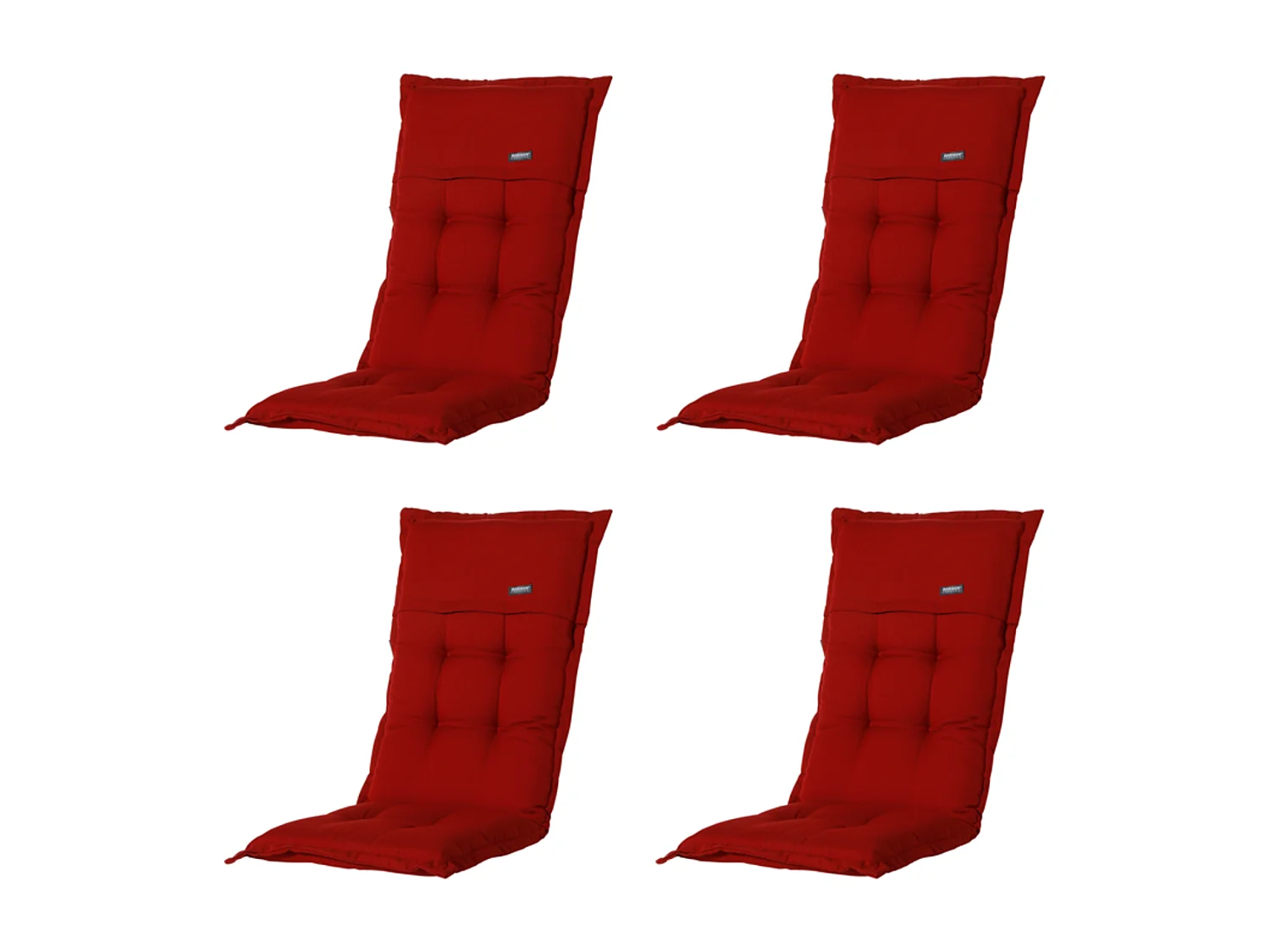 Coussin de chaise de jardin à dossier haut côtelé rouge - Environ 123 x 50 cm - Lot de 4