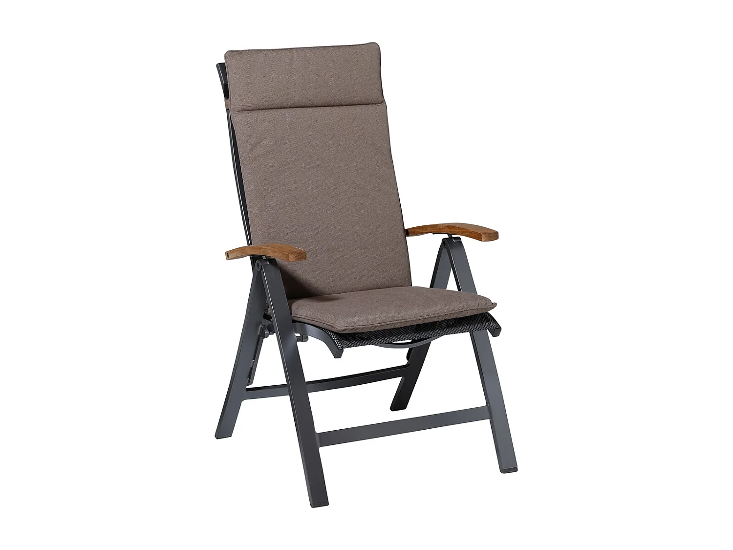 Coussin de chaise de jardin haut dossier Manchester taupe - Environ 120 x 50 cm - Lot de 4