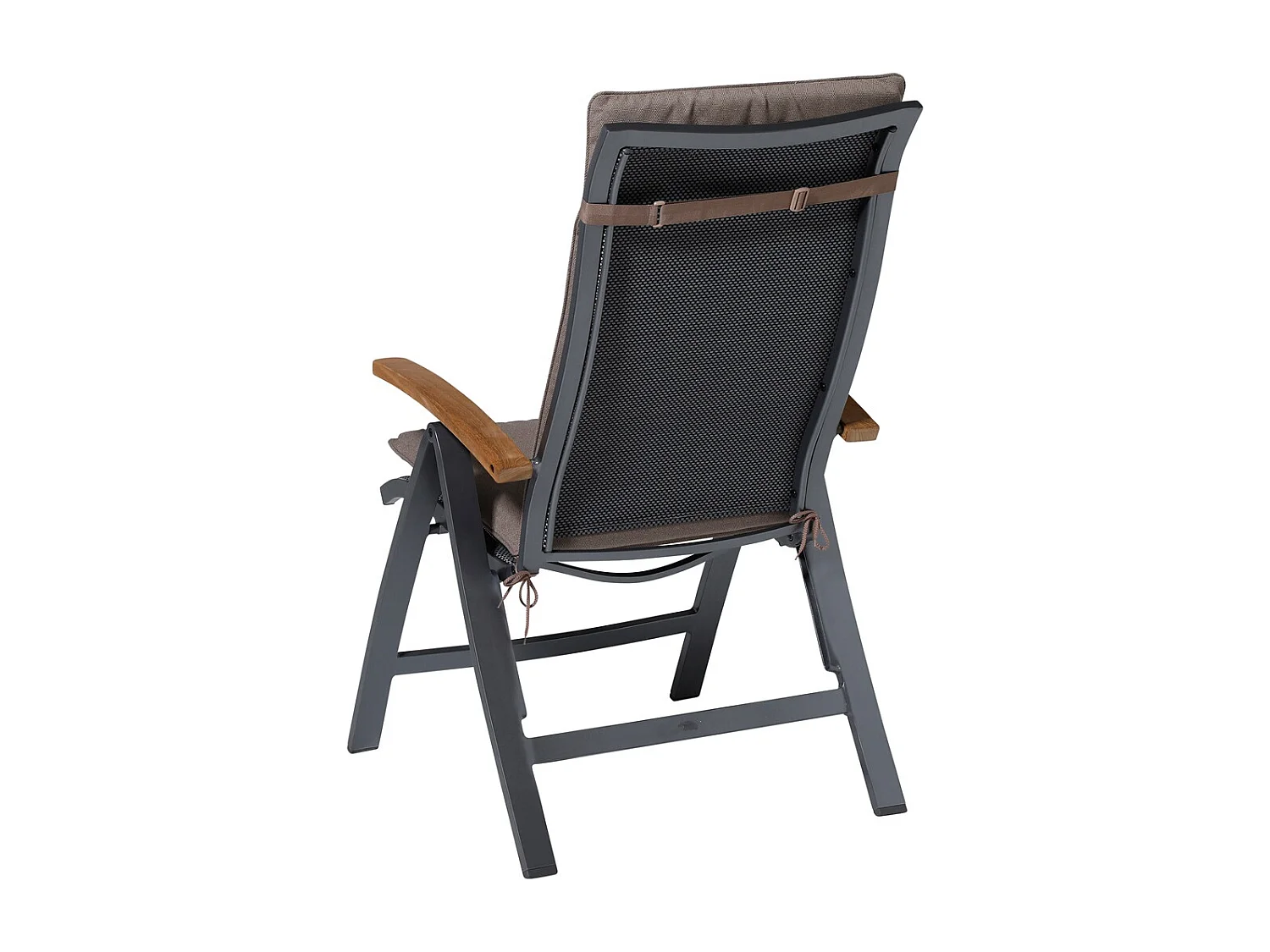 Coussin de chaise de jardin haut dossier Manchester taupe - Environ 120 x 50 cm - Lot de 4