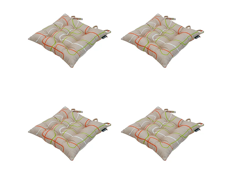 Coussin d'assise Toscane Joah terra - Env. 46x46 cm - Lot de 4