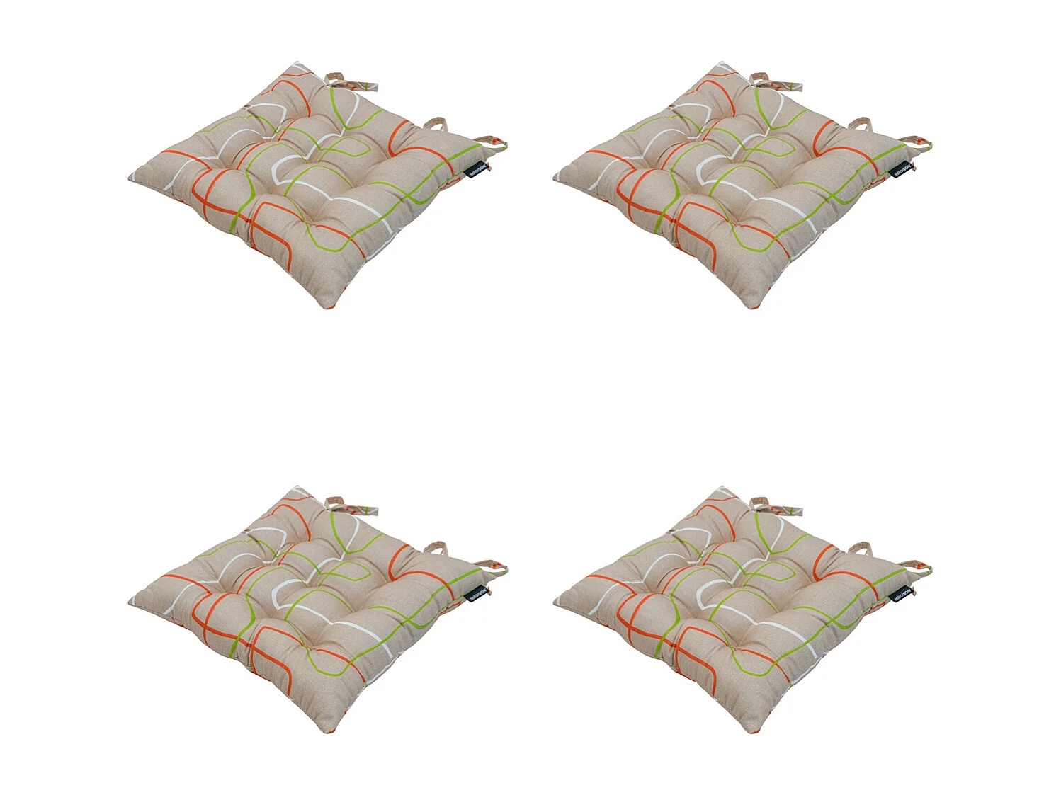 Coussin d'assise Toscane Joah terra - Env. 46x46 cm - Lot de 4