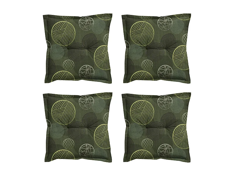 Coussin d'assise Circle vert - Environ 50x50 cm - Lot de 4