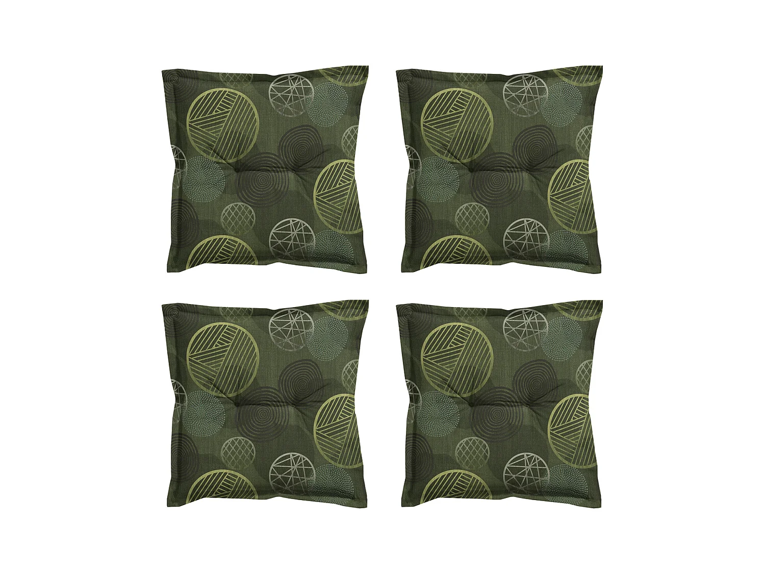 Coussin d'assise Circle vert - Environ 50x50 cm - Lot de 4