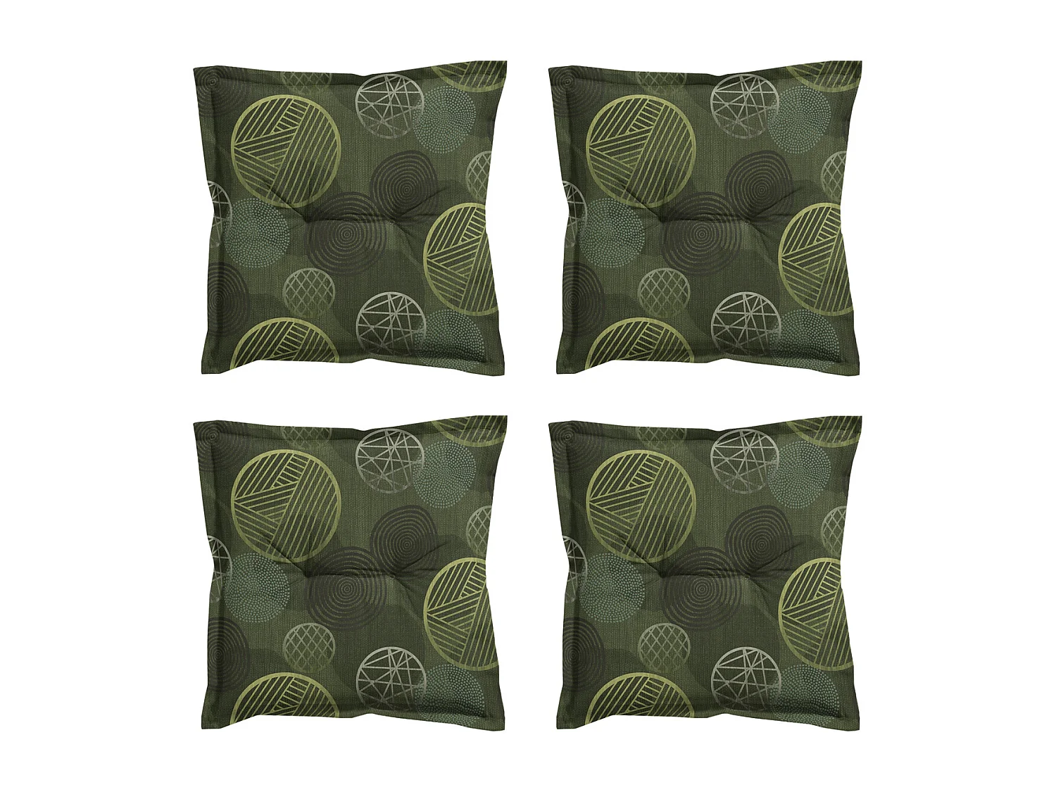 Coussin d'assise Circle vert - Environ 50x50 cm - Lot de 4