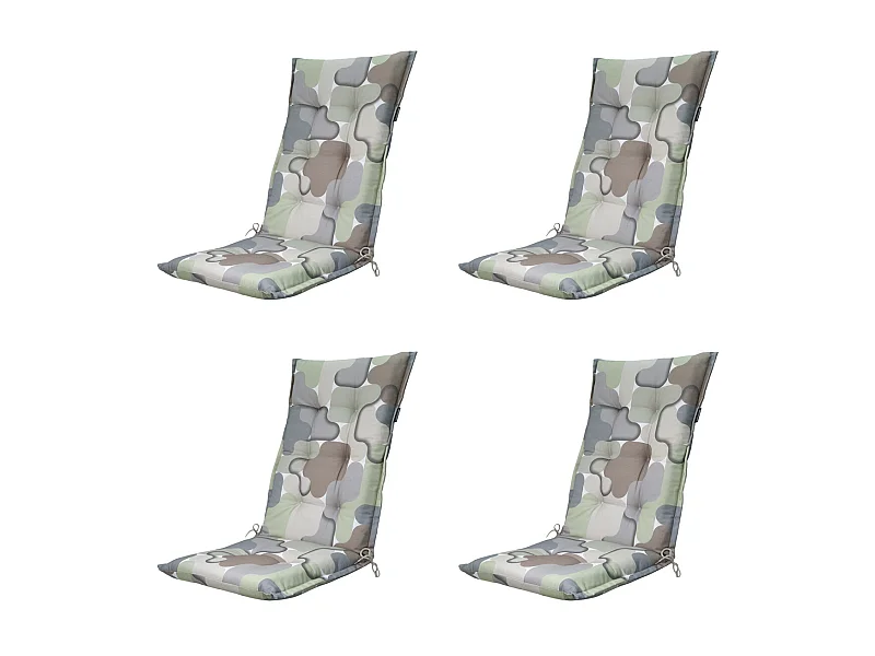 Gartenstuhlkissen High Back Grafi Salbei - Ca. 123x50 cm - 4er Set