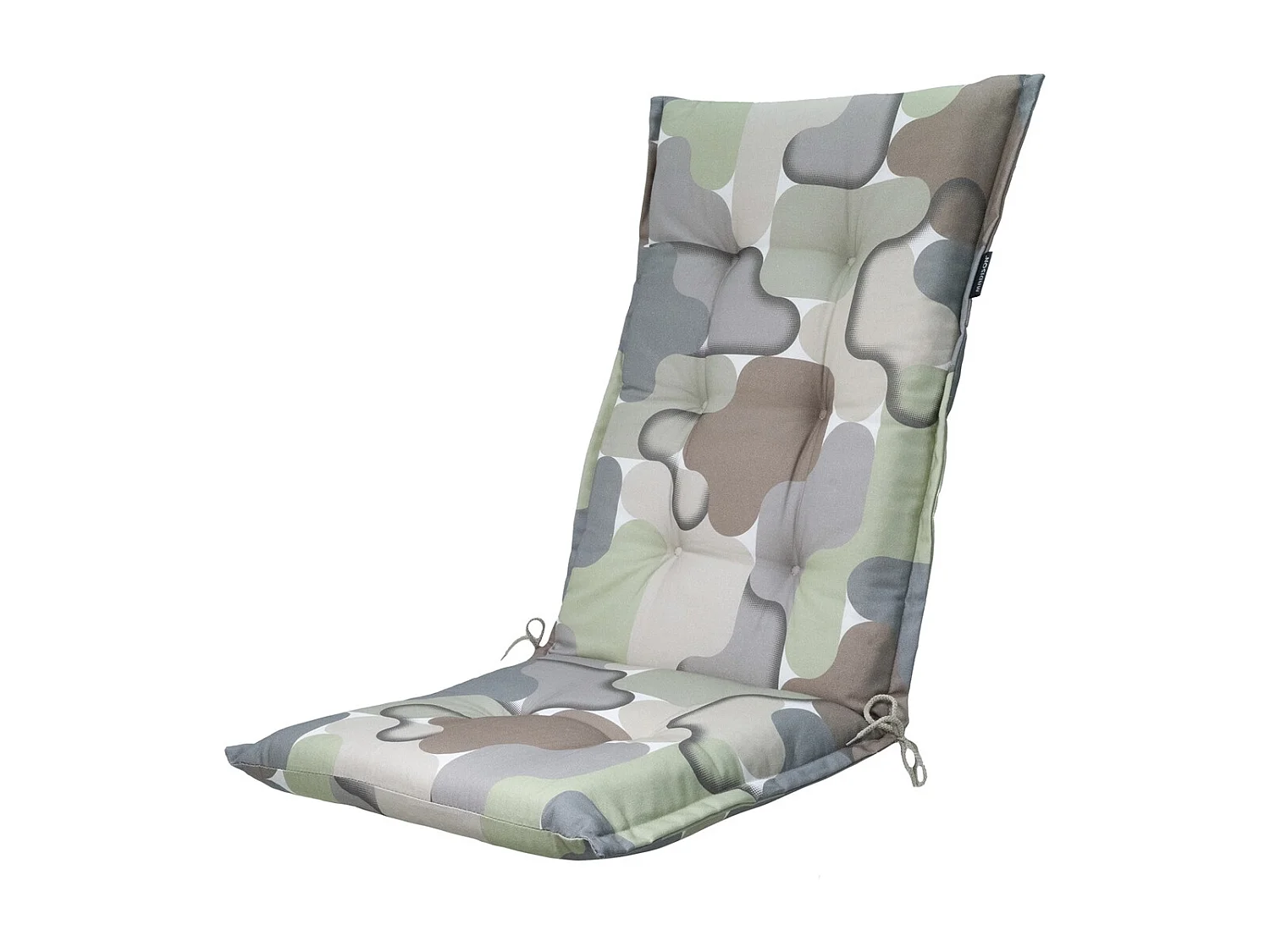 Coussin de chaise de jardin dossier haut Grafi sauge - Environ 123 x 50 cm - Lot de 4