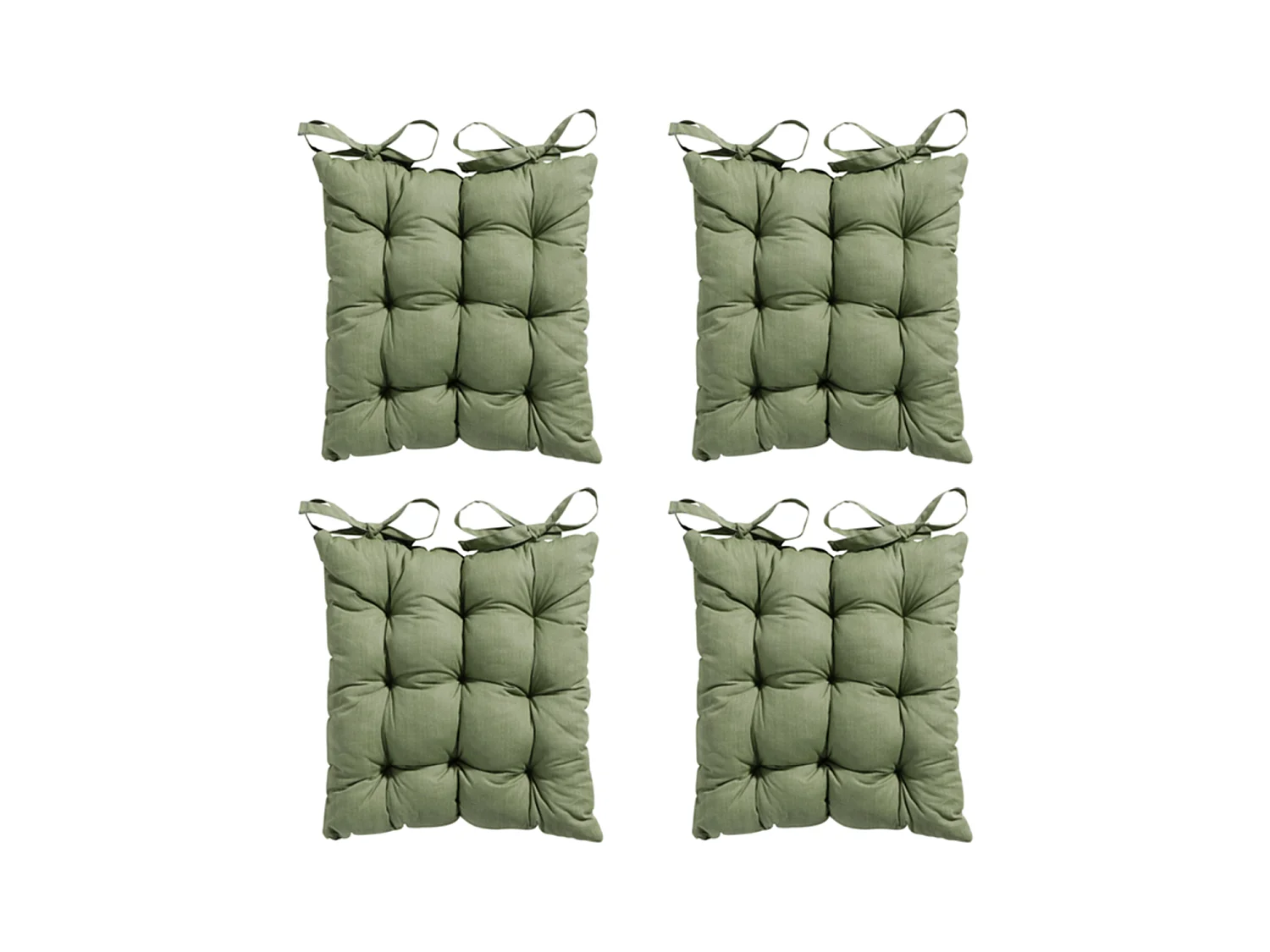 Coussin d'assise Tuscany Basic vert - Environ 46 x 46 cm - Lot de 4