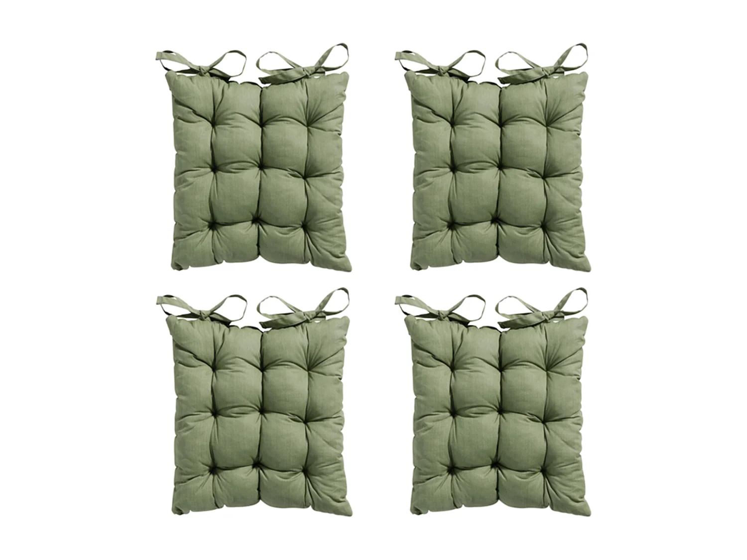 Coussin d'assise Tuscany Basic vert - Environ 46 x 46 cm - Lot de 4