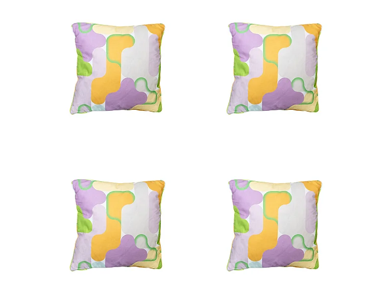 Coussin décoratif Grafi lilas - Env. 50x50 cm - Lot de 4
