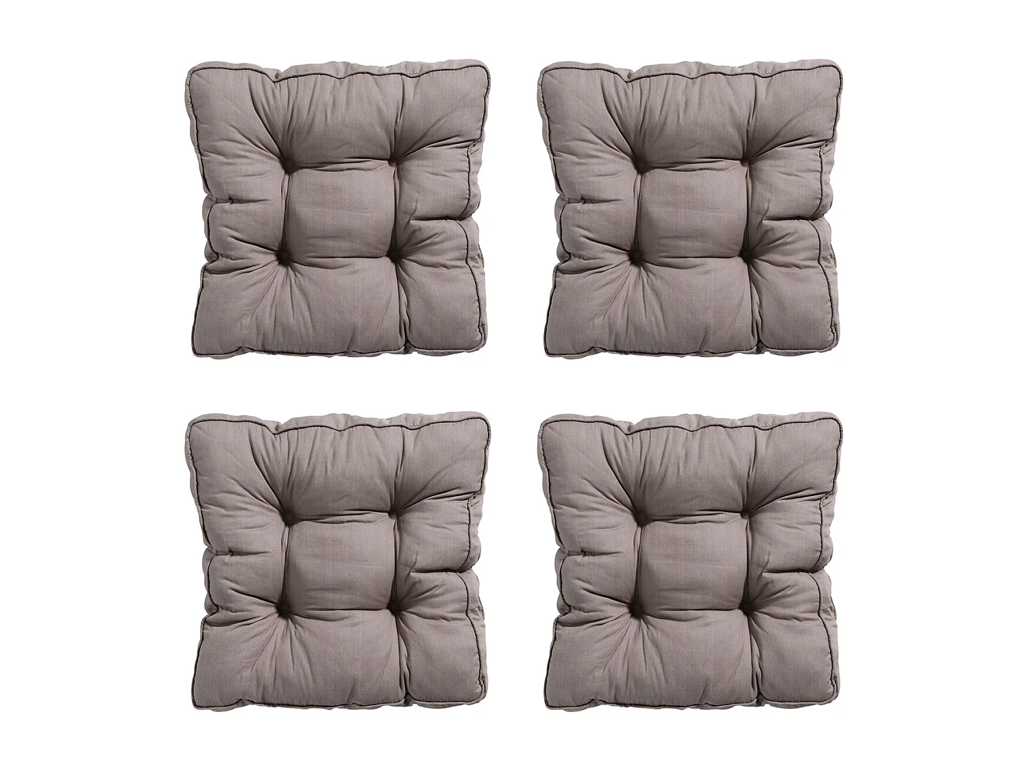 Coussin d'assise Florance Basic taupe - Env. 47x47 cm - Lot de 4