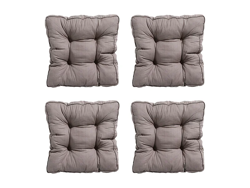 Coussin d'assise Florance Basic taupe - Env. 47x47 cm - Lot de 4