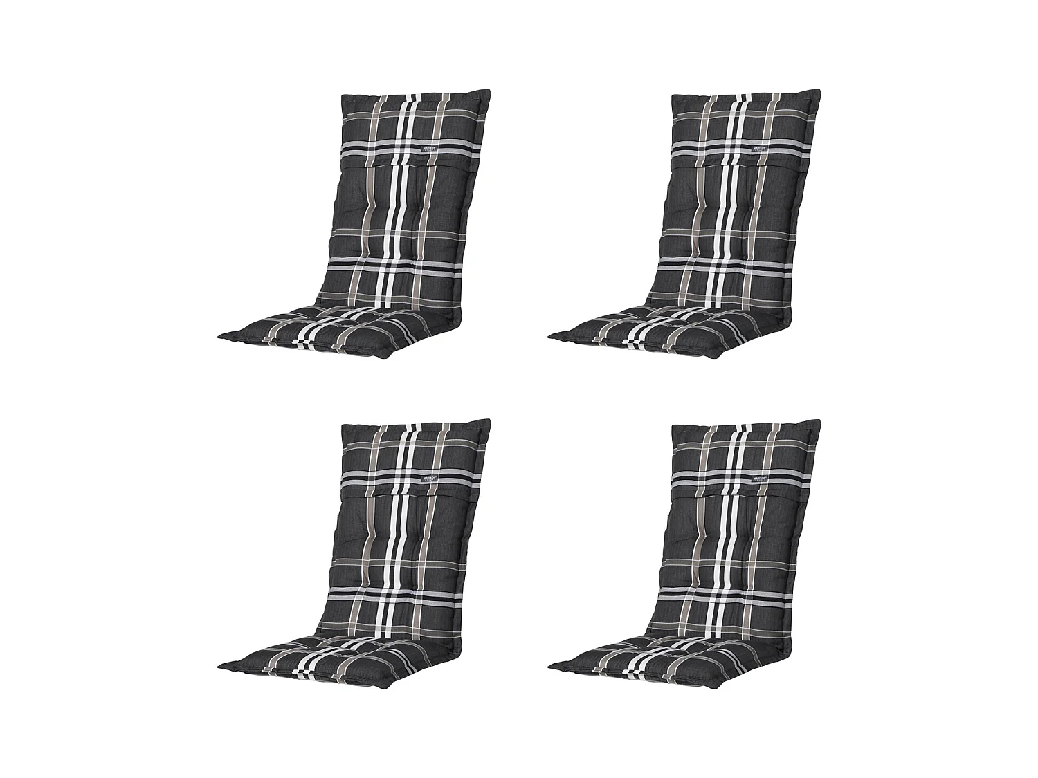 Coussin de chaise de jardin dossier haut Nils taupe - Env. 123 x 50 cm - Lot de 4