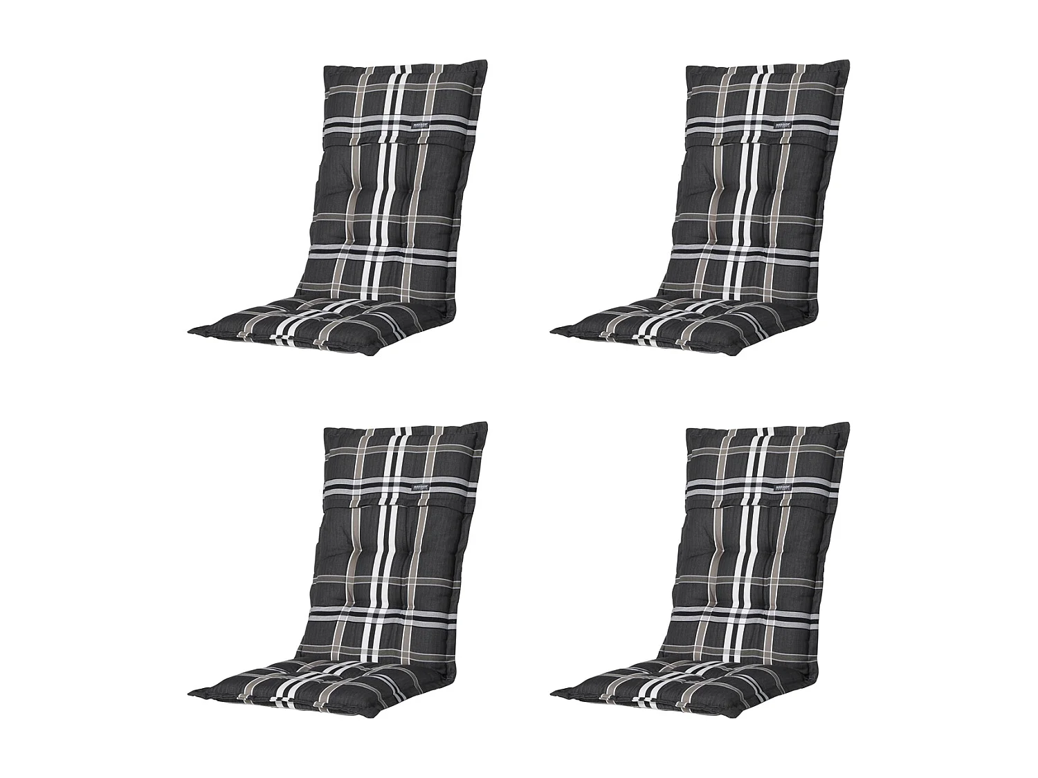 Coussin de chaise de jardin dossier haut Nils taupe - Env. 123 x 50 cm - Lot de 4