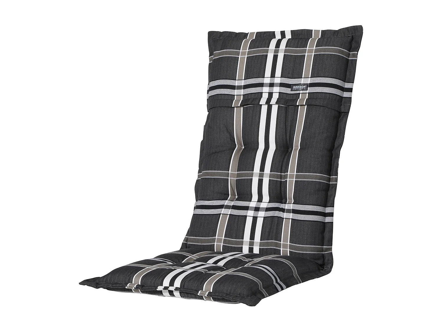 Coussin de chaise de jardin dossier haut Nils taupe - Env. 123 x 50 cm - Lot de 4