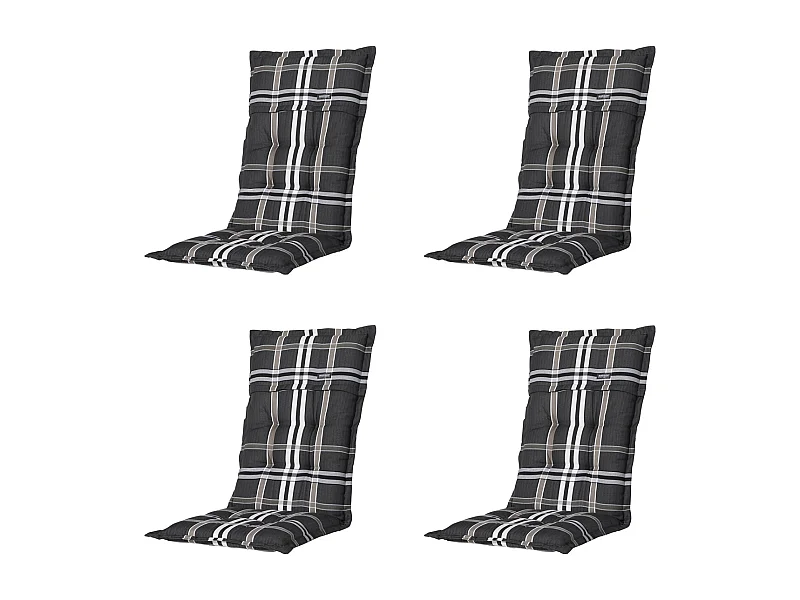 Coussin de chaise de jardin dossier haut Nils taupe - Env. 123 x 50 cm - Lot de 4