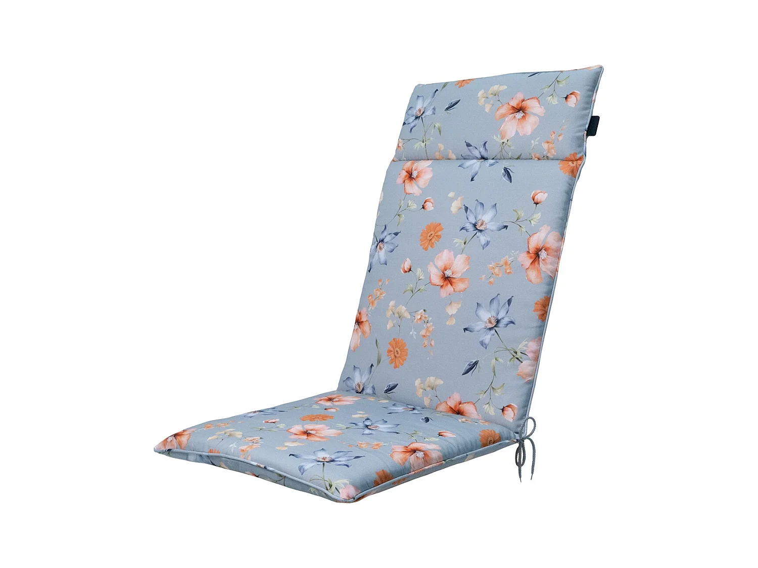 Coussin de chaise de jardin haut dossier Florina bleu - Environ 120 x 50 cm - Lot de 4