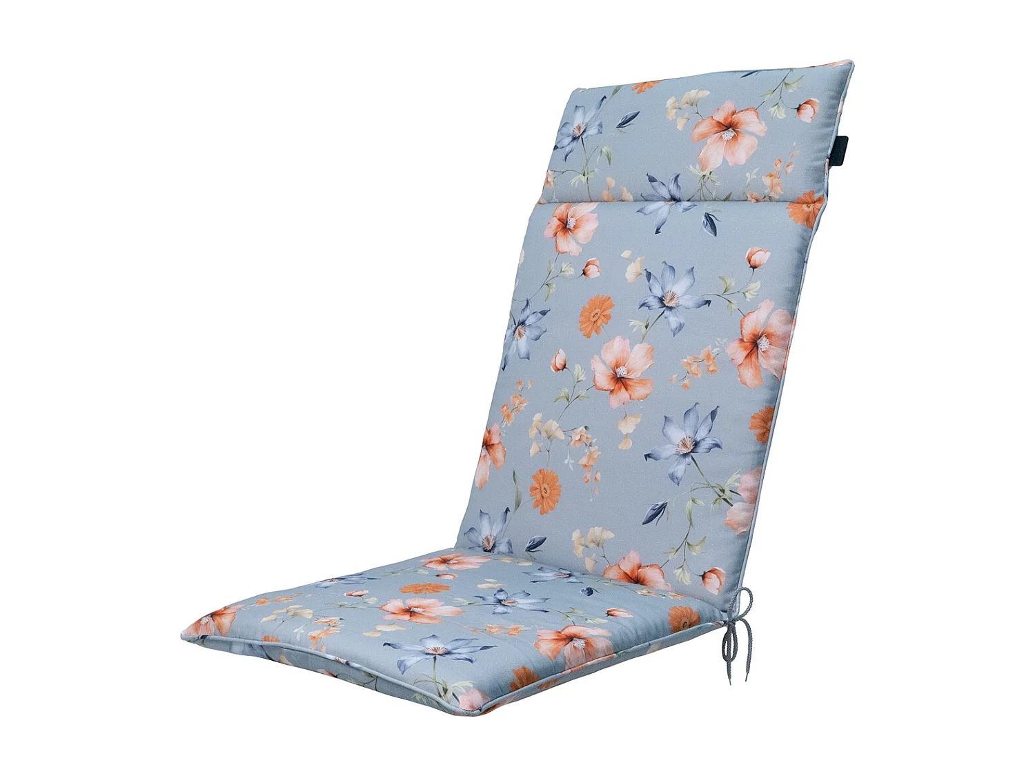 Coussin de chaise de jardin haut dossier Florina bleu - Environ 120 x 50 cm - Lot de 4