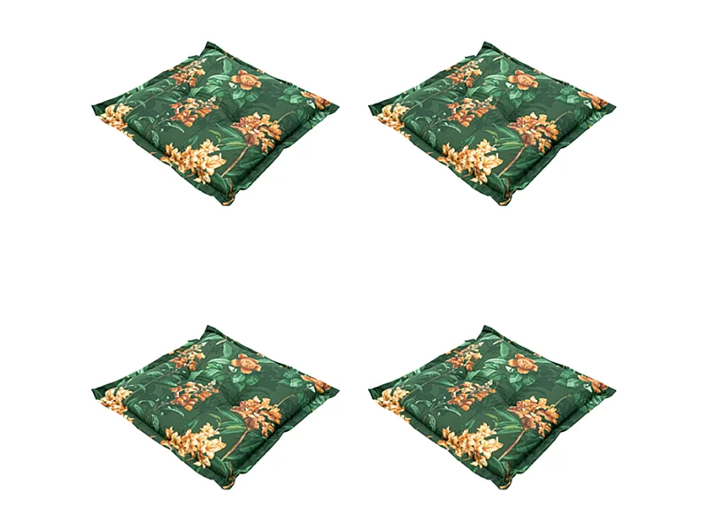 Coussin d'assise Lua vert - Environ 50x50 cm - Lot de 4