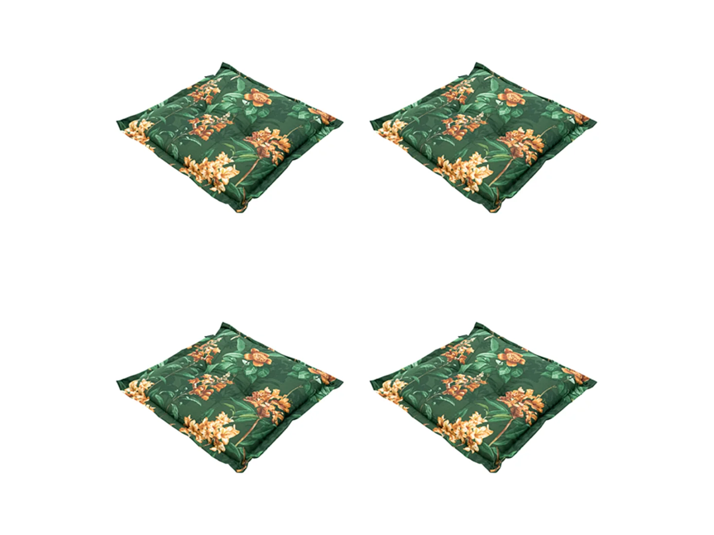 Coussin d'assise Lua vert - Environ 50x50 cm - Lot de 4