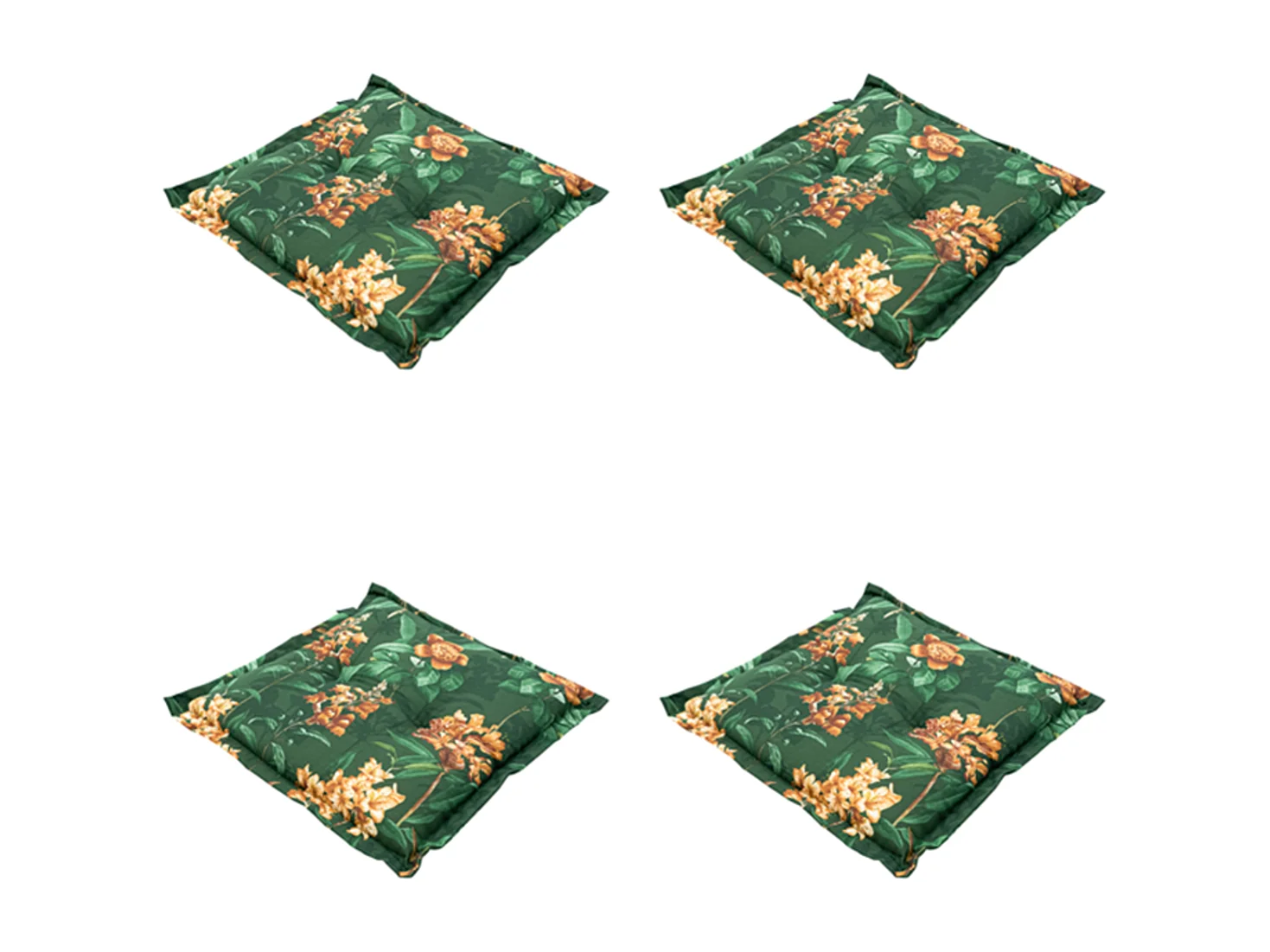 Coussin d'assise Lua vert - Environ 50x50 cm - Lot de 4