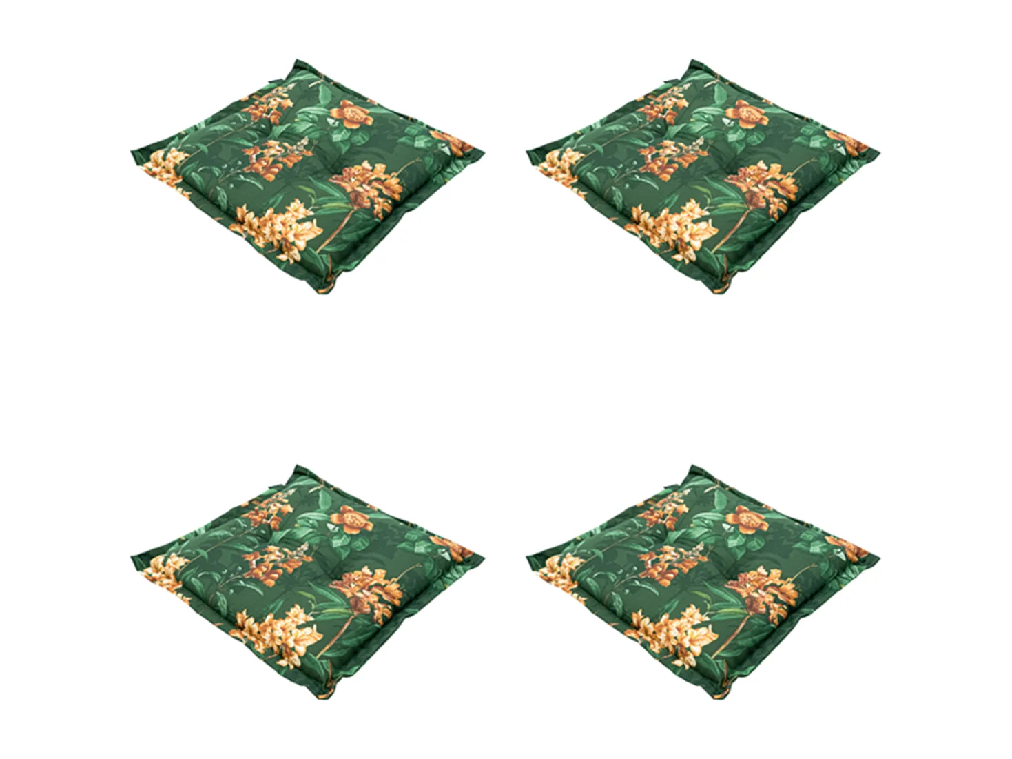 Coussin d'assise Lua vert - Environ 50x50 cm - Lot de 4