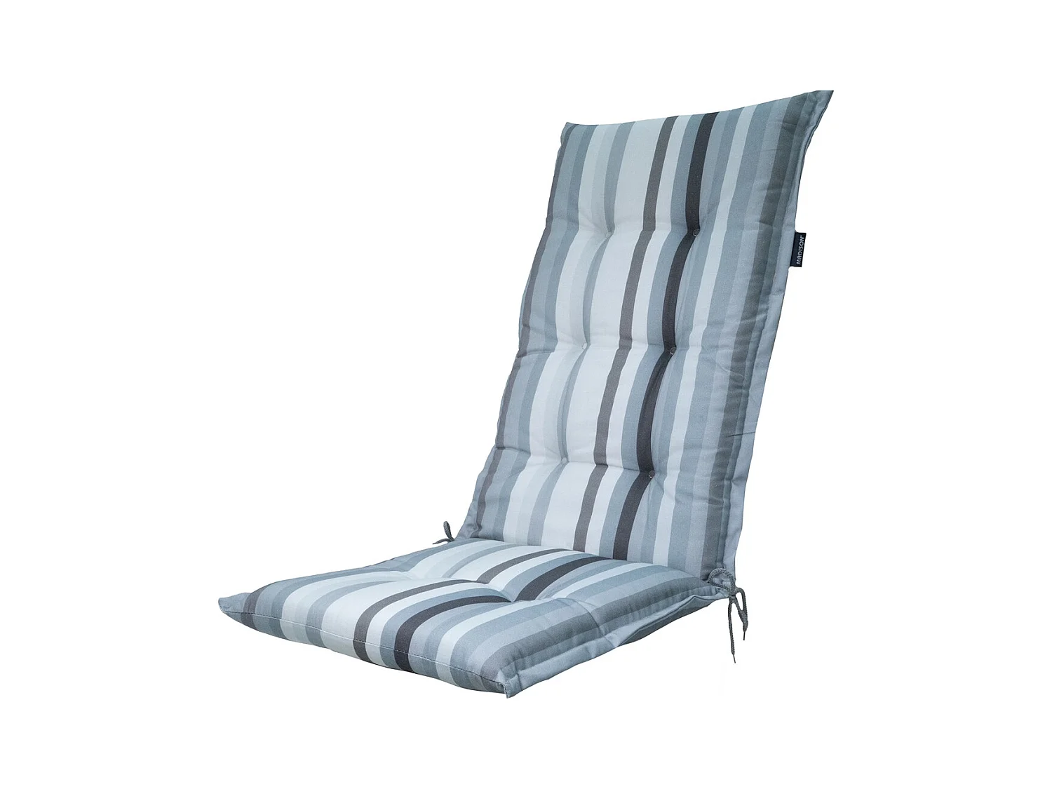 Coussin de chaise de jardin haut dossier gris - Environ 123 x 50 cm - Lot de 4