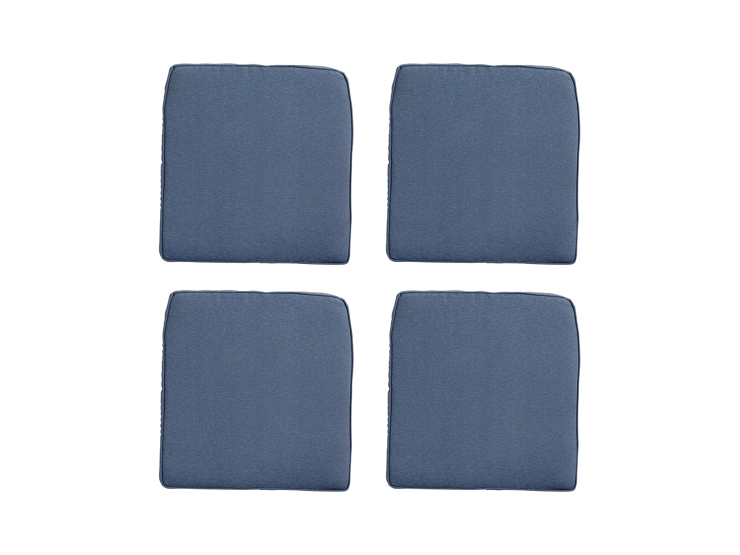 Coussin d'assise en osier Panama bleu saphir - Env. 48 x 48 cm - Lot de 4