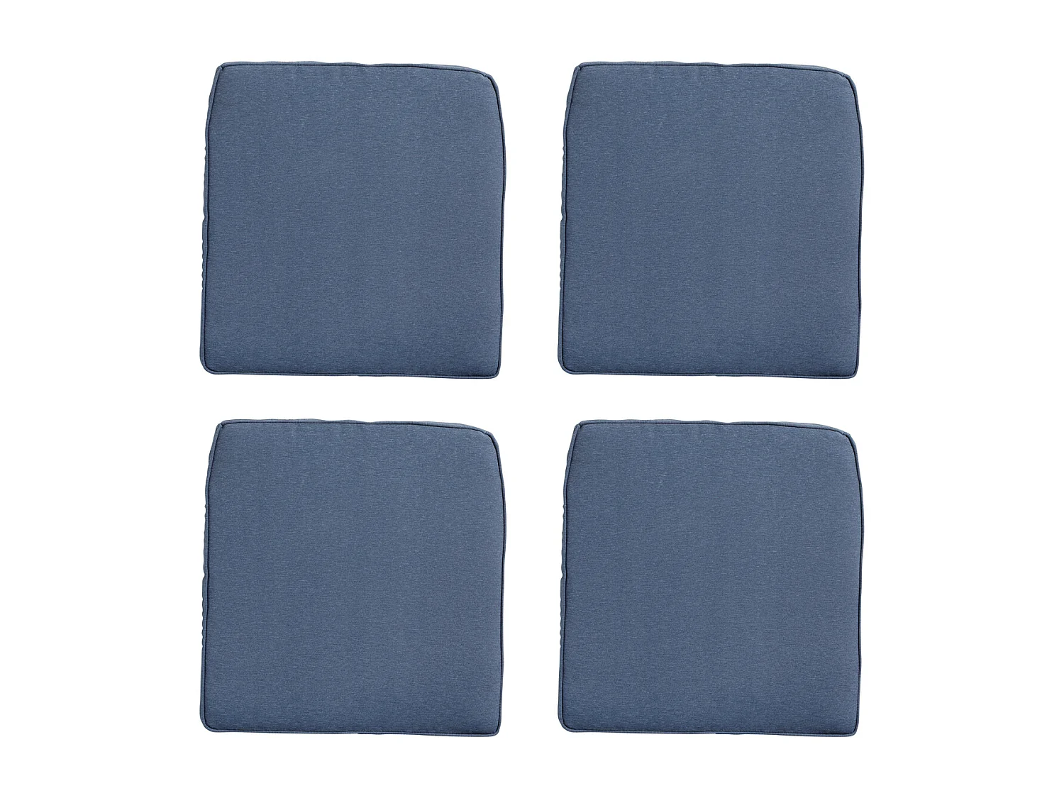 Coussin d'assise en osier Panama bleu saphir - Env. 48 x 48 cm - Lot de 4