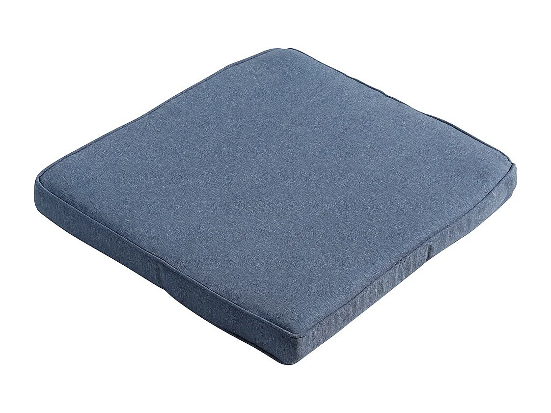 Coussin d'assise en osier Panama bleu saphir - Env. 48 x 48 cm - Lot de 4