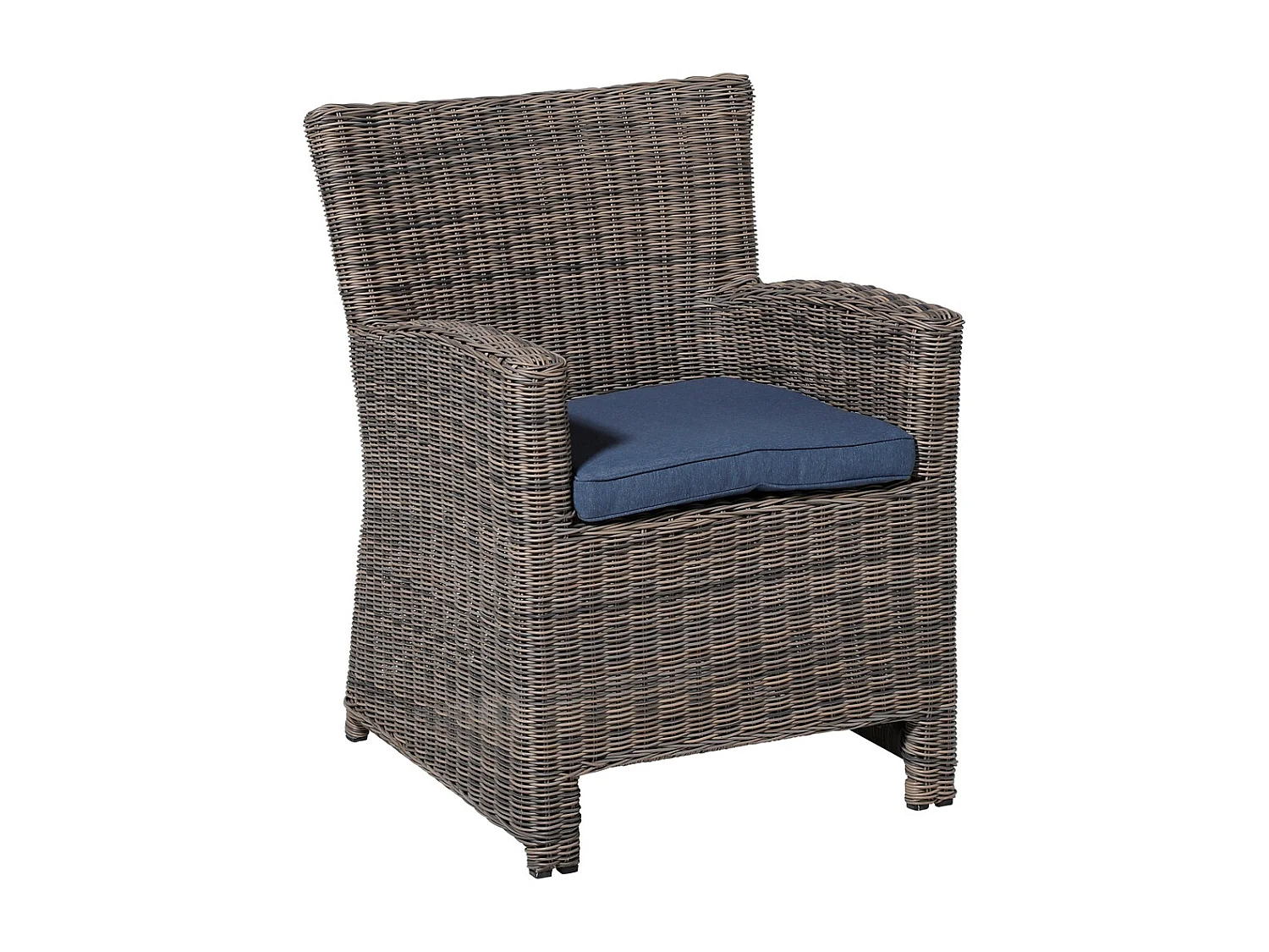 Coussin d'assise en osier Panama bleu saphir - Env. 48 x 48 cm - Lot de 4