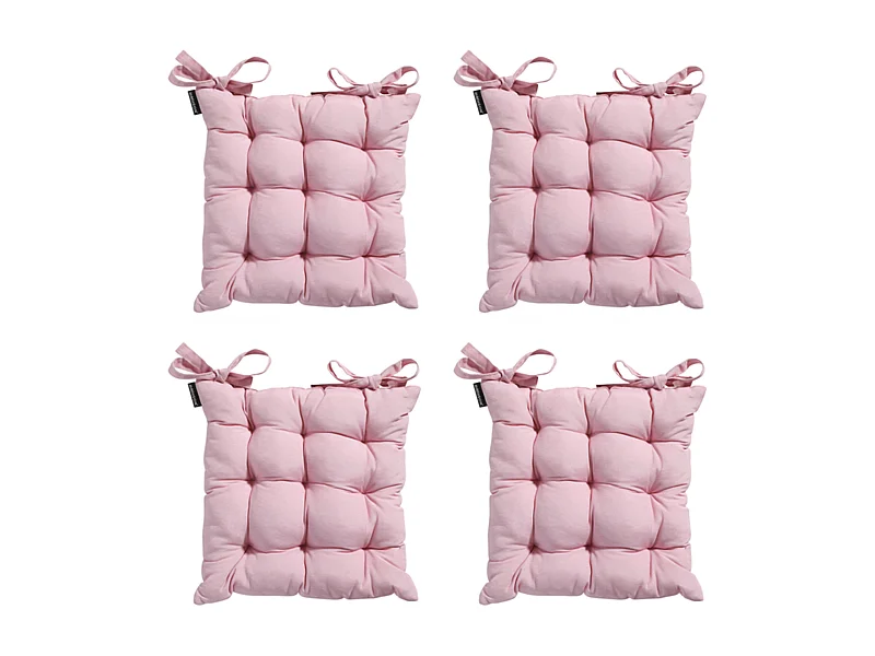 Coussin d'assise Tuscany Panama rose tendre - Env. 46 x 46 cm - Lot de 4