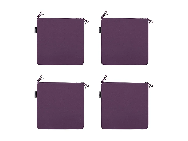 Coussin d'assise Panama violet - Environ 40 x 40 cm - Lot de 4